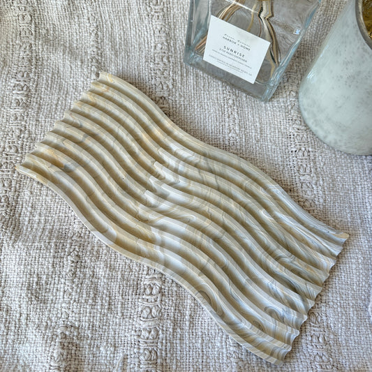 [Beige×Yellow] Wavy Marble Plate