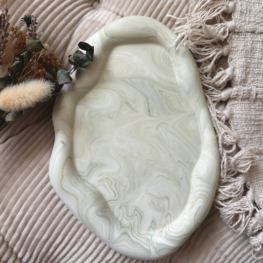 [Green] Wavy Oval Large Plate