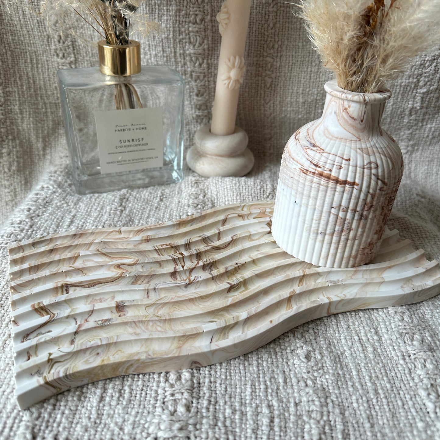 [Brown] Wavy Marble Plate