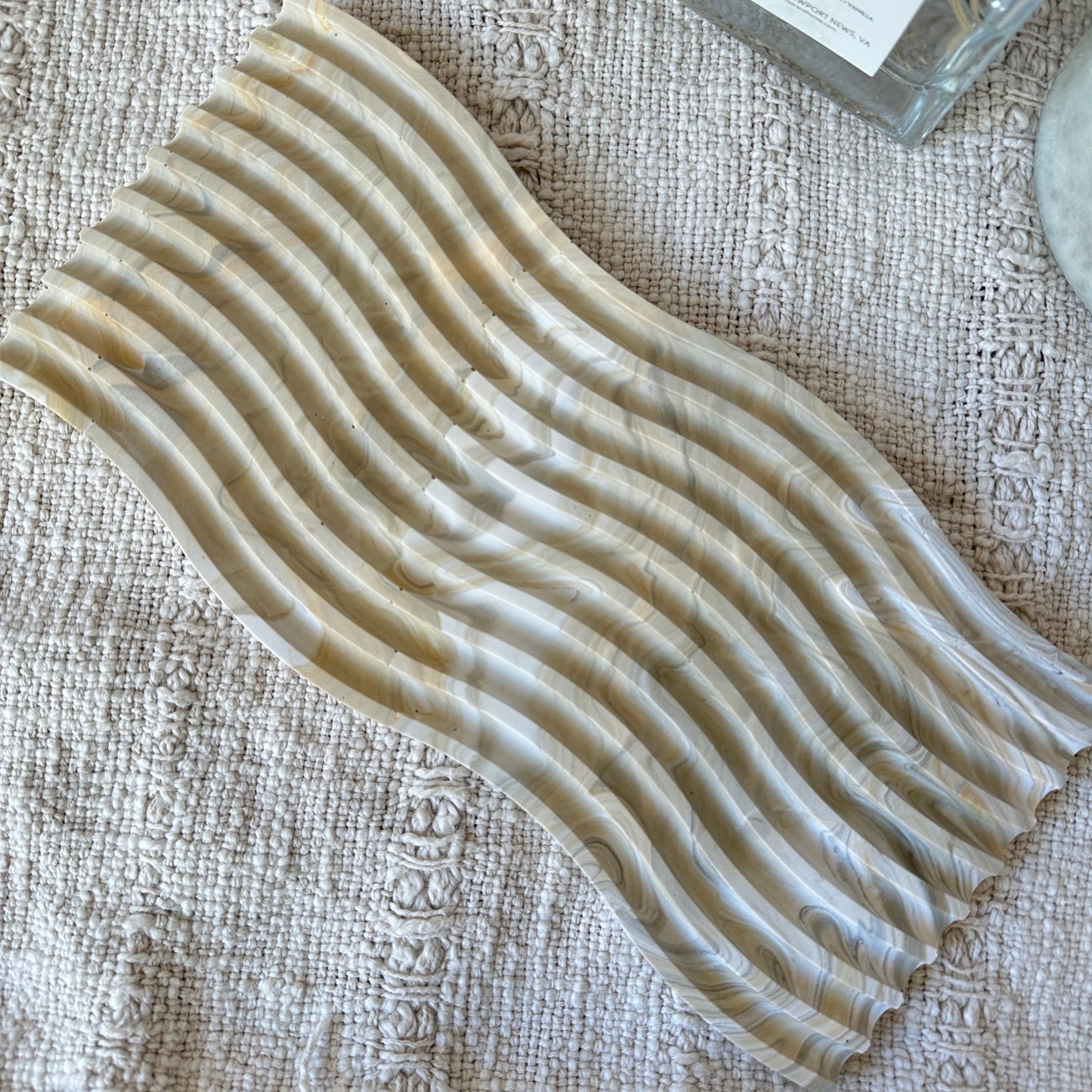 [Beige×Yellow] Wavy Marble Plate