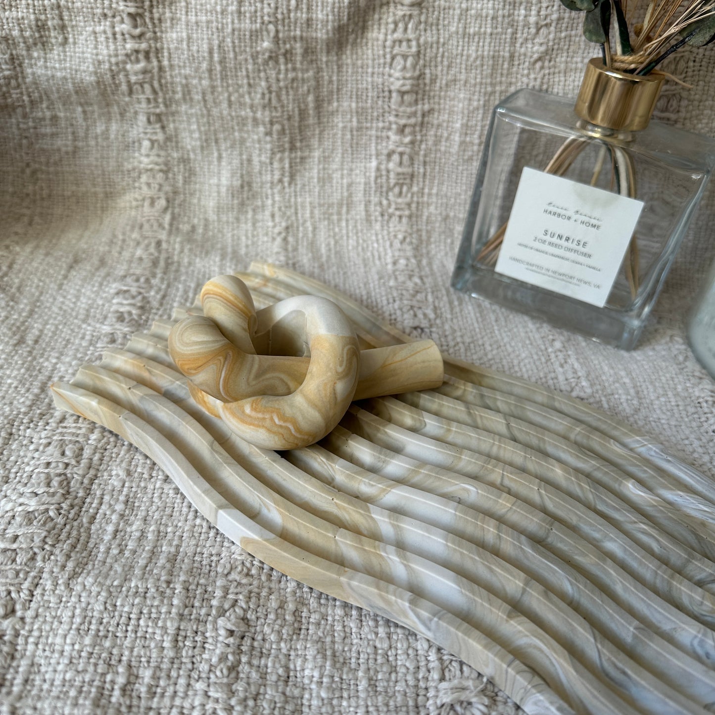 [Beige×Yellow] Wavy Marble Plate