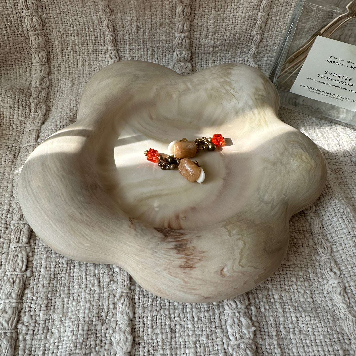 [Greige] Large Floral Tray