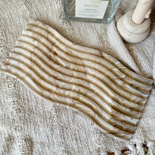 [Beige] Wavy Marble Plate