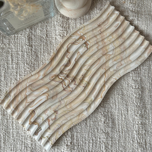 [Brown] Wavy Marble Plate