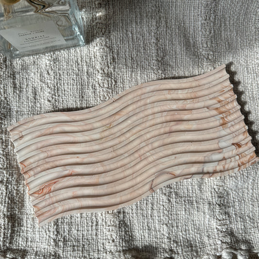 [Pink] Wavy Marble Plate